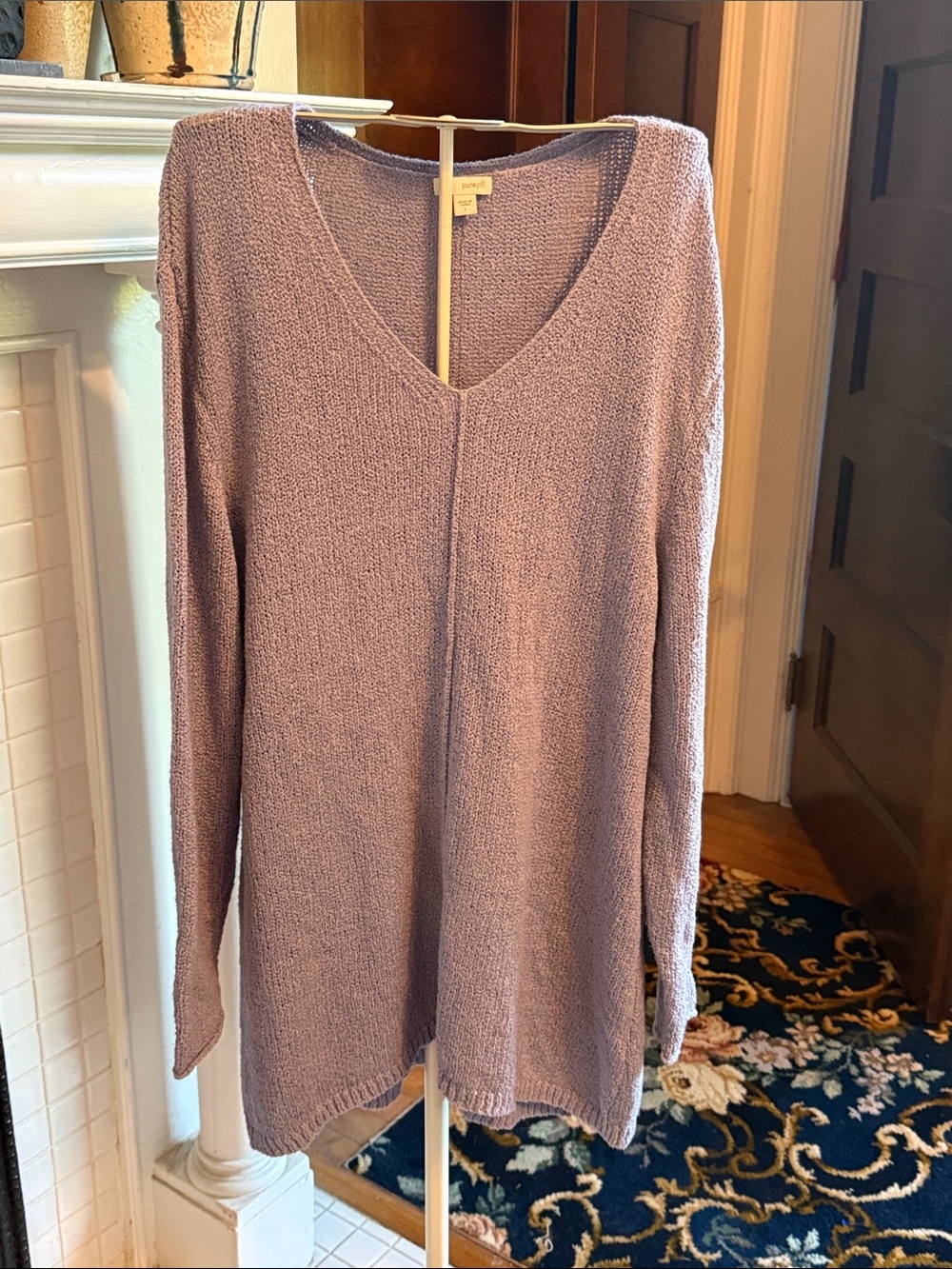 J. Jill Lavender V-Neck extra long  Knit Sweater- worn maybe twice